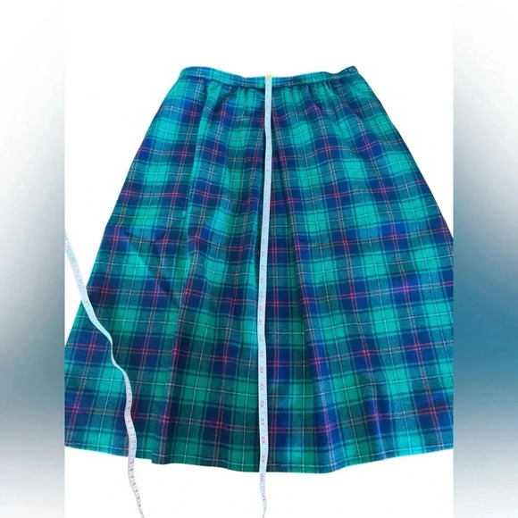 Vintage Pendleton Wool Plaid Red Green Navy Skirt Size 16 - Picture 10 of 12